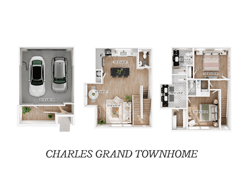 Floor plan for 2 beds, 2.5 baths, 1493 sqft